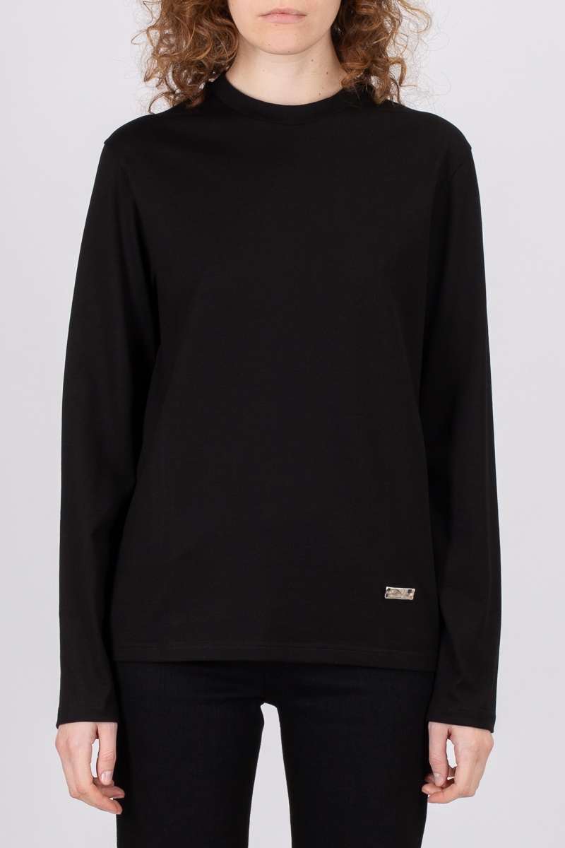 Jil Sander Round-neck Long-sleeve Knitted Top In Black