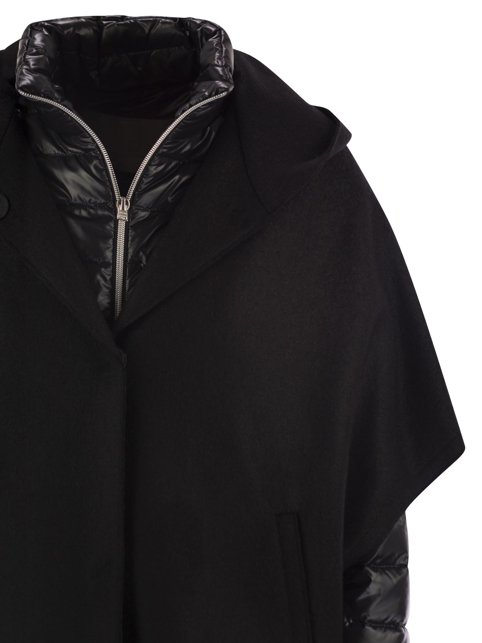 Herno Resort Hood In Ultralight Wool And Nylon In Black