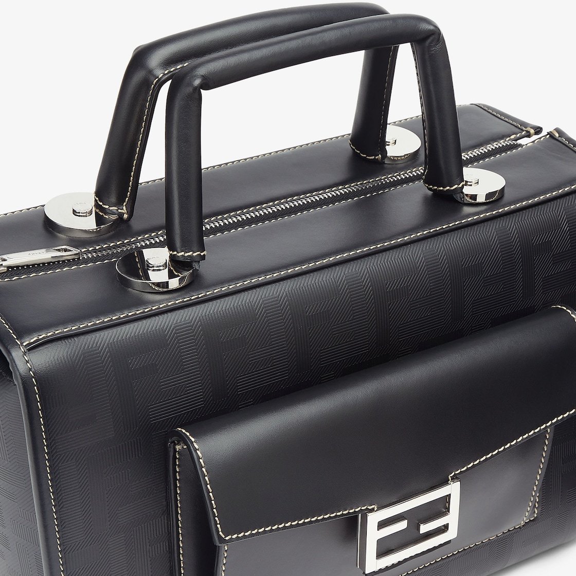 Fendi Soft Trunk Logo Handbag In Black