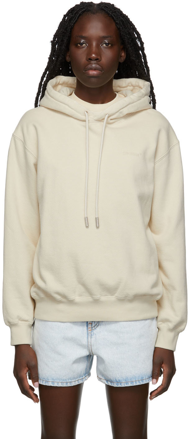 Off-white Diag-print Hoodie In White