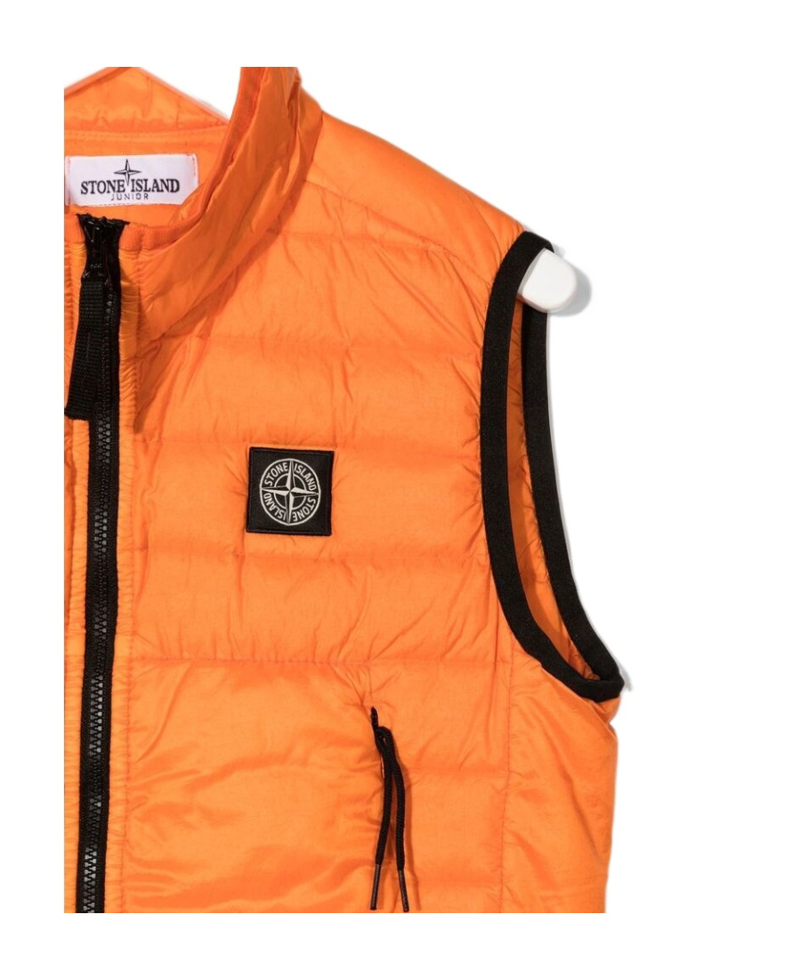 Stone Island Logo-patch Quilted Gilet In Orange