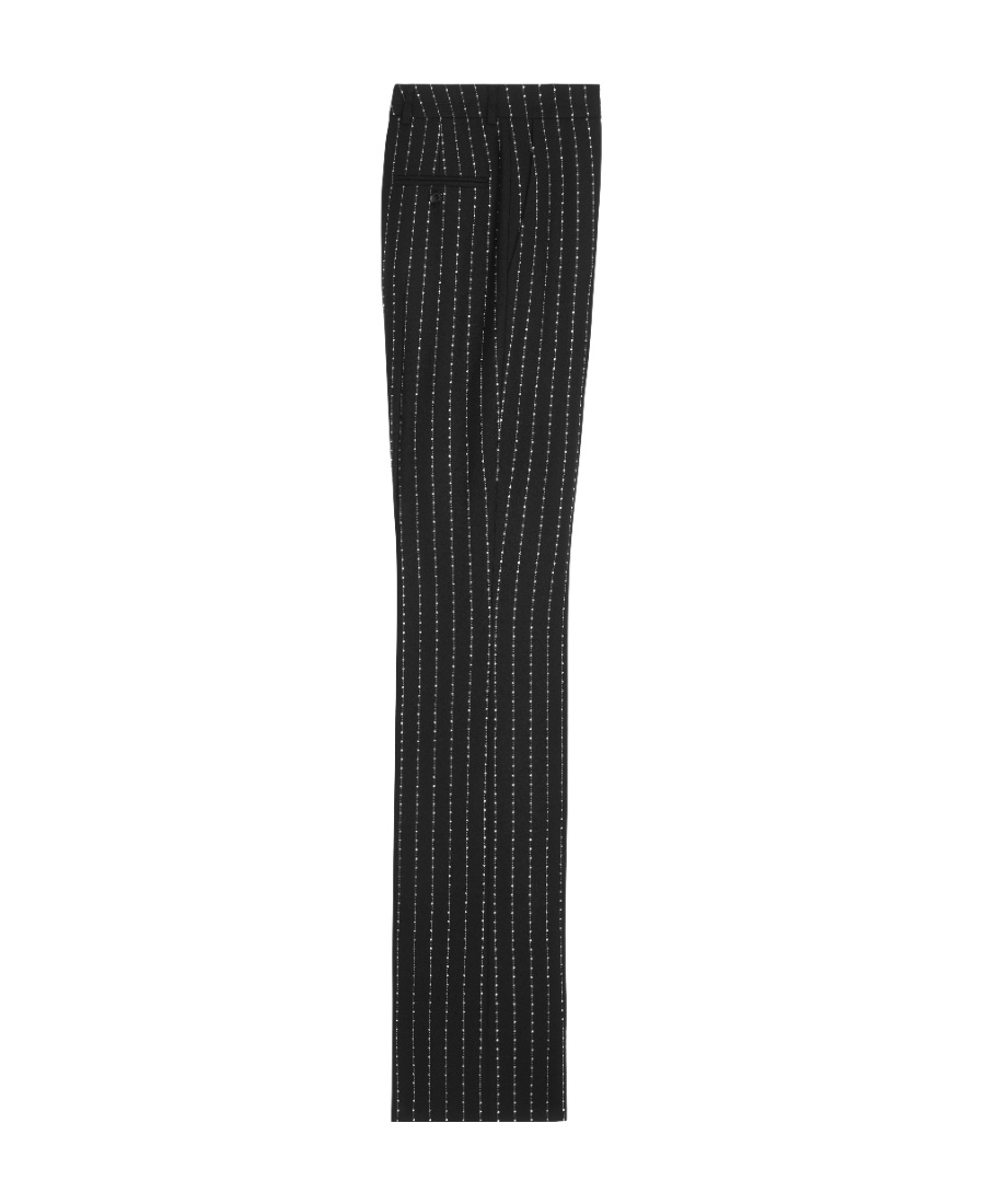 Celine Striped Wool Casual Pants In Black