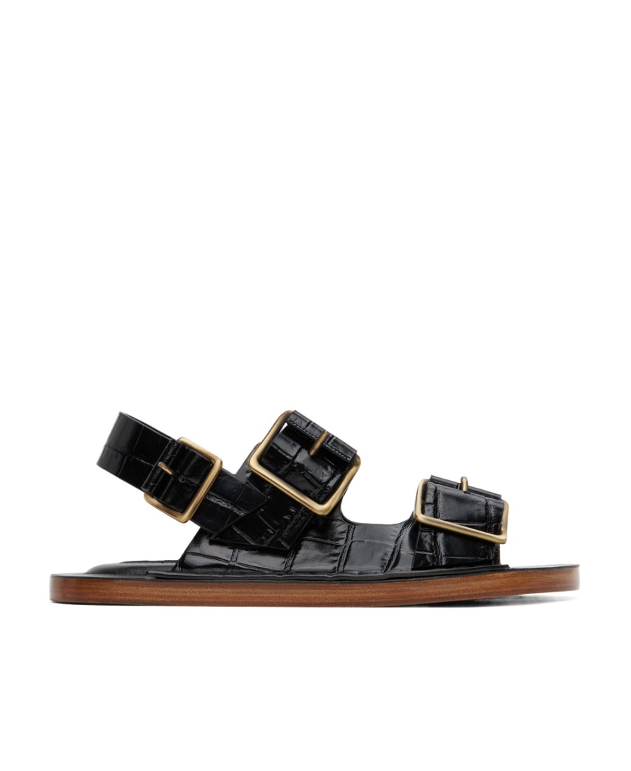 Jil Sander Flat-soled Sandals After Pin Buckle In Black