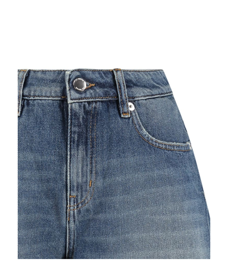 Moschino Heart-patch Denim Shorts In Blue