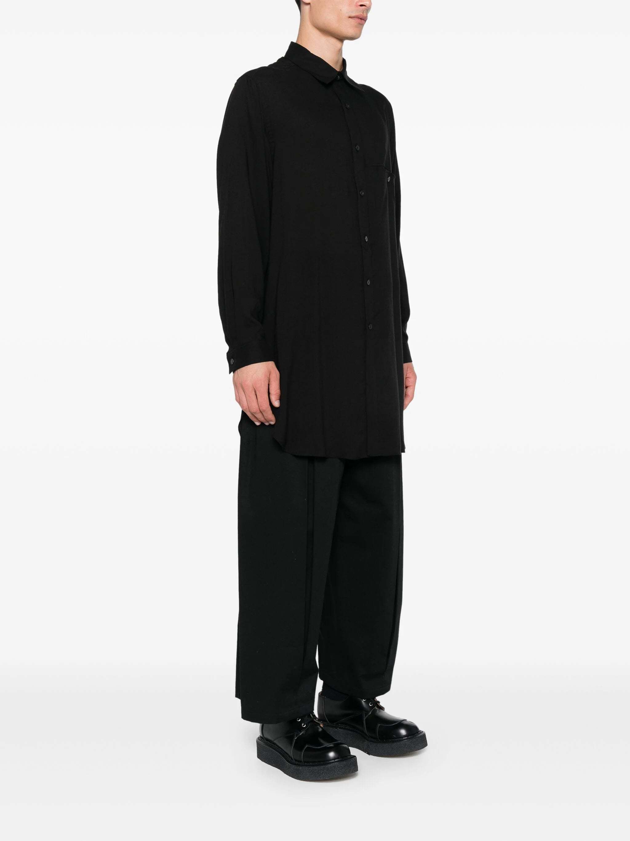 Yohji Yamamoto Layered-collar Shirt In Black