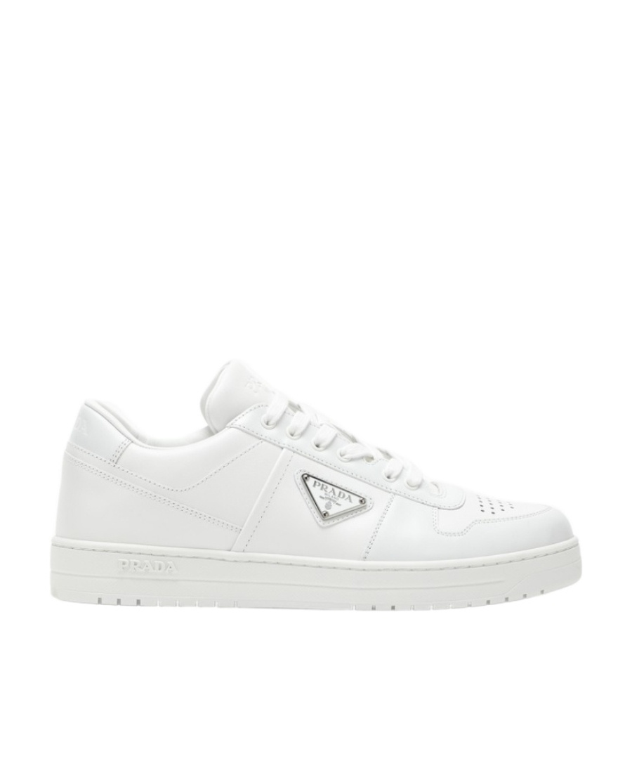 Prada Downtown Leather Low-top Sneakers In Red