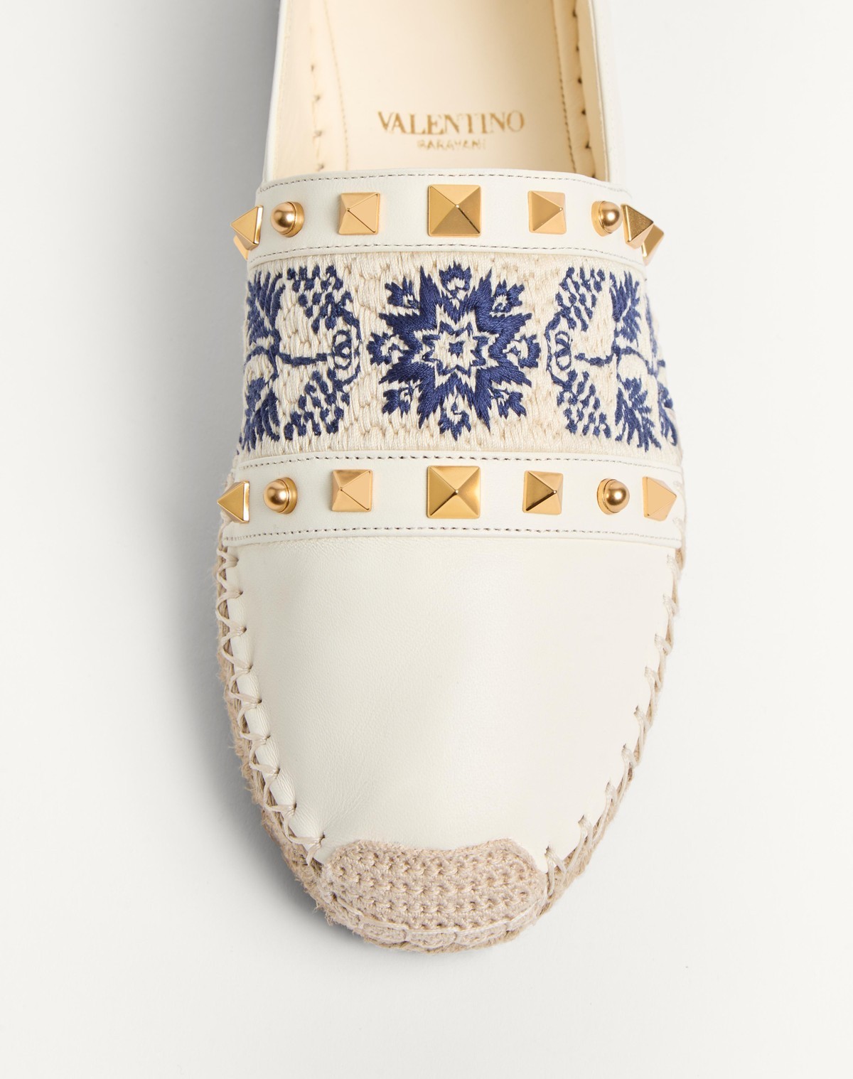 Valentino Country Leather Espadrilles In Nude