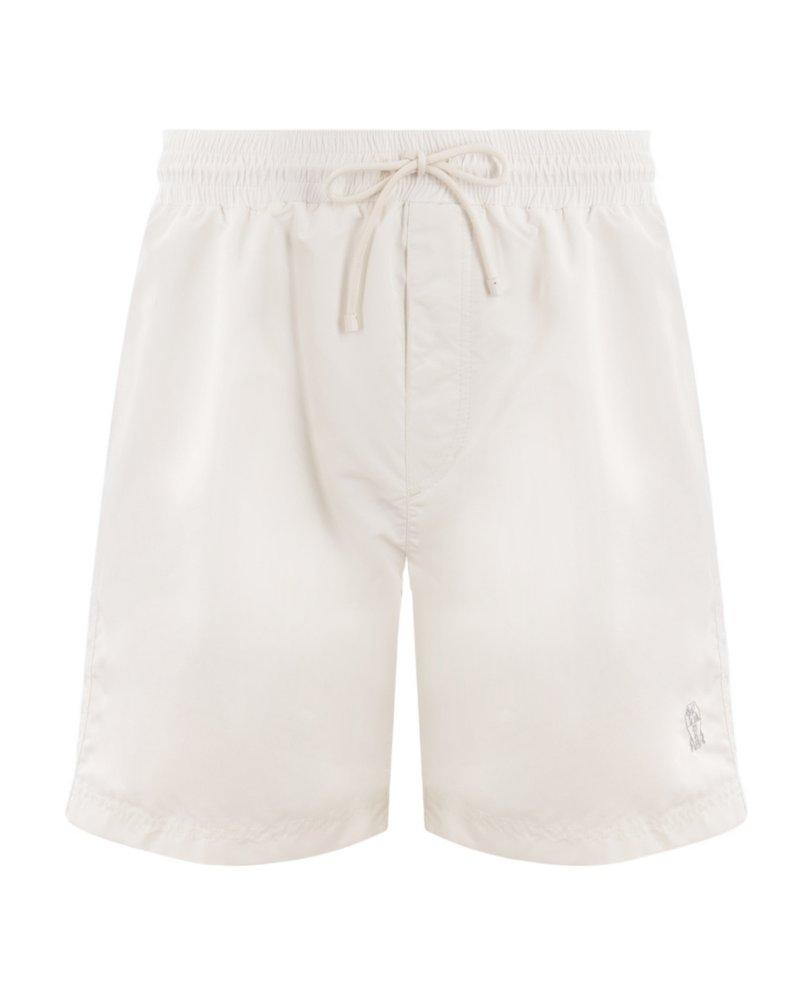 Brunello Cucinelli Logo-embroidered Drawtsring Swim Shorts In White