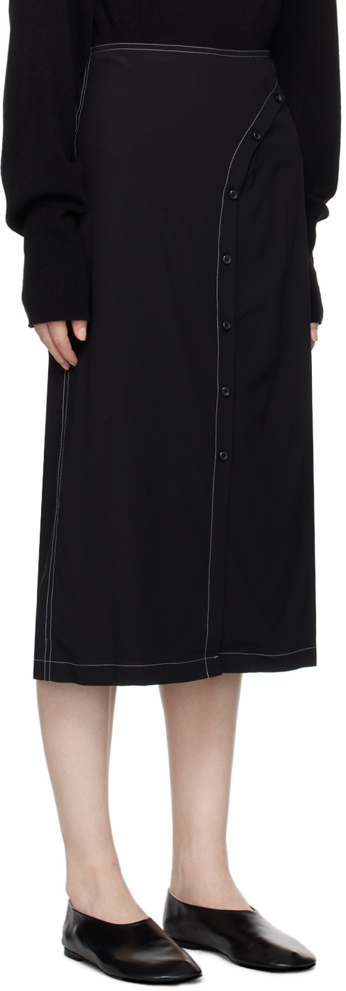 LOW CLASSIC CURVED-LINE BUTTON MIDI SKIRT