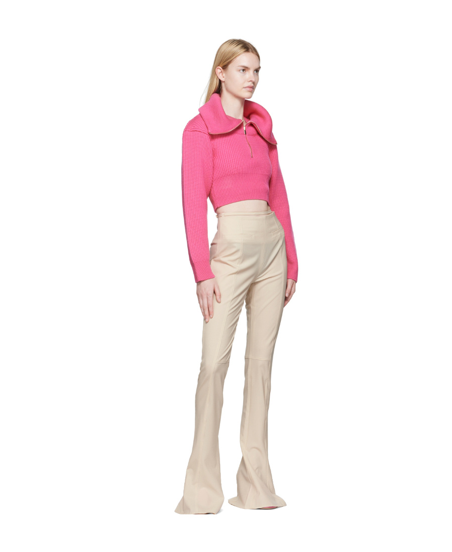 Jacquemus La Maille Risoul Cropped Wool Jumper In Pink