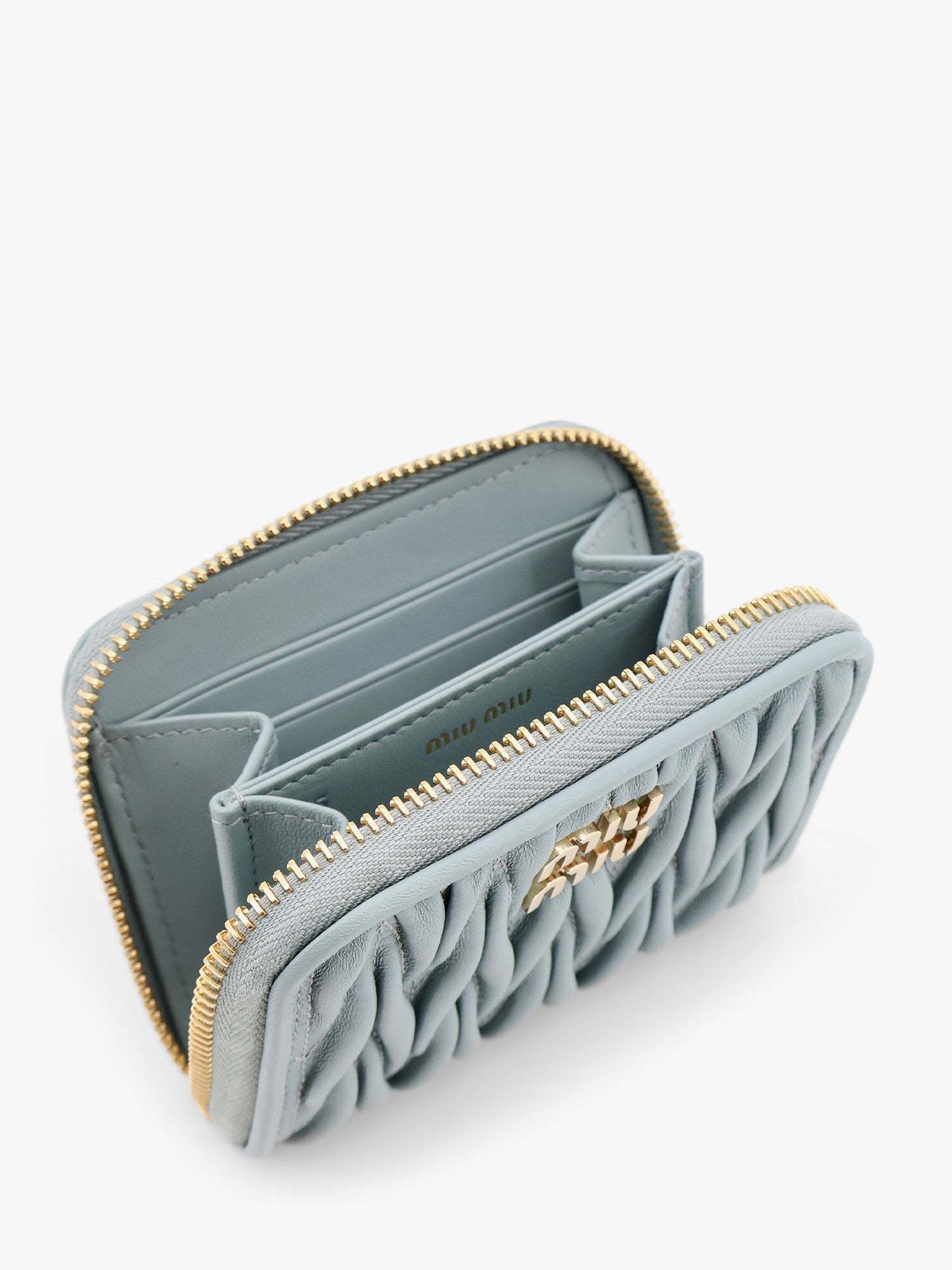 Miu Miu Zipper Wallet In Blue