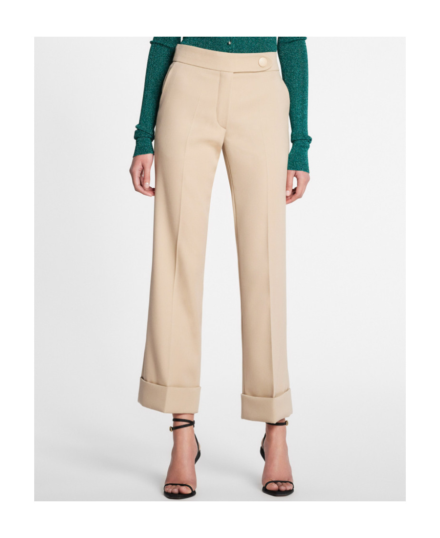 Lanvin Wool Trousers With Cropped Wide Leg In Nude