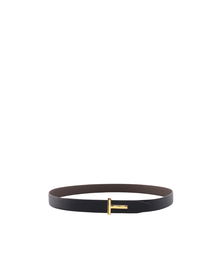 Tom Ford T Monogram Reversible Leather Belt In Black