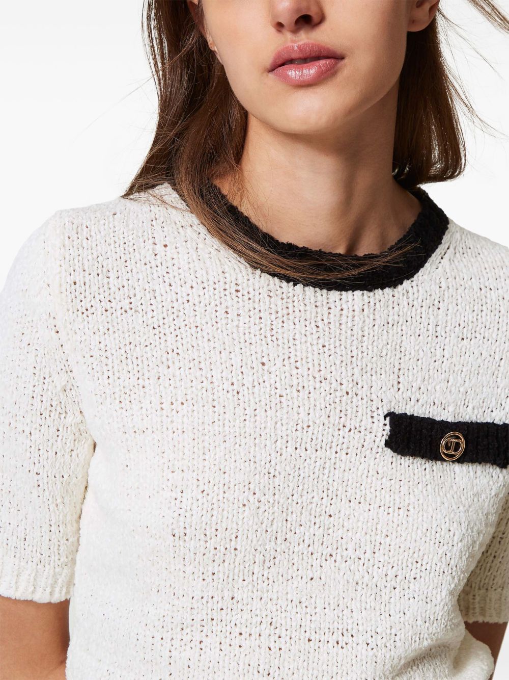 Twinset Oval T Button Cropped Jumper
