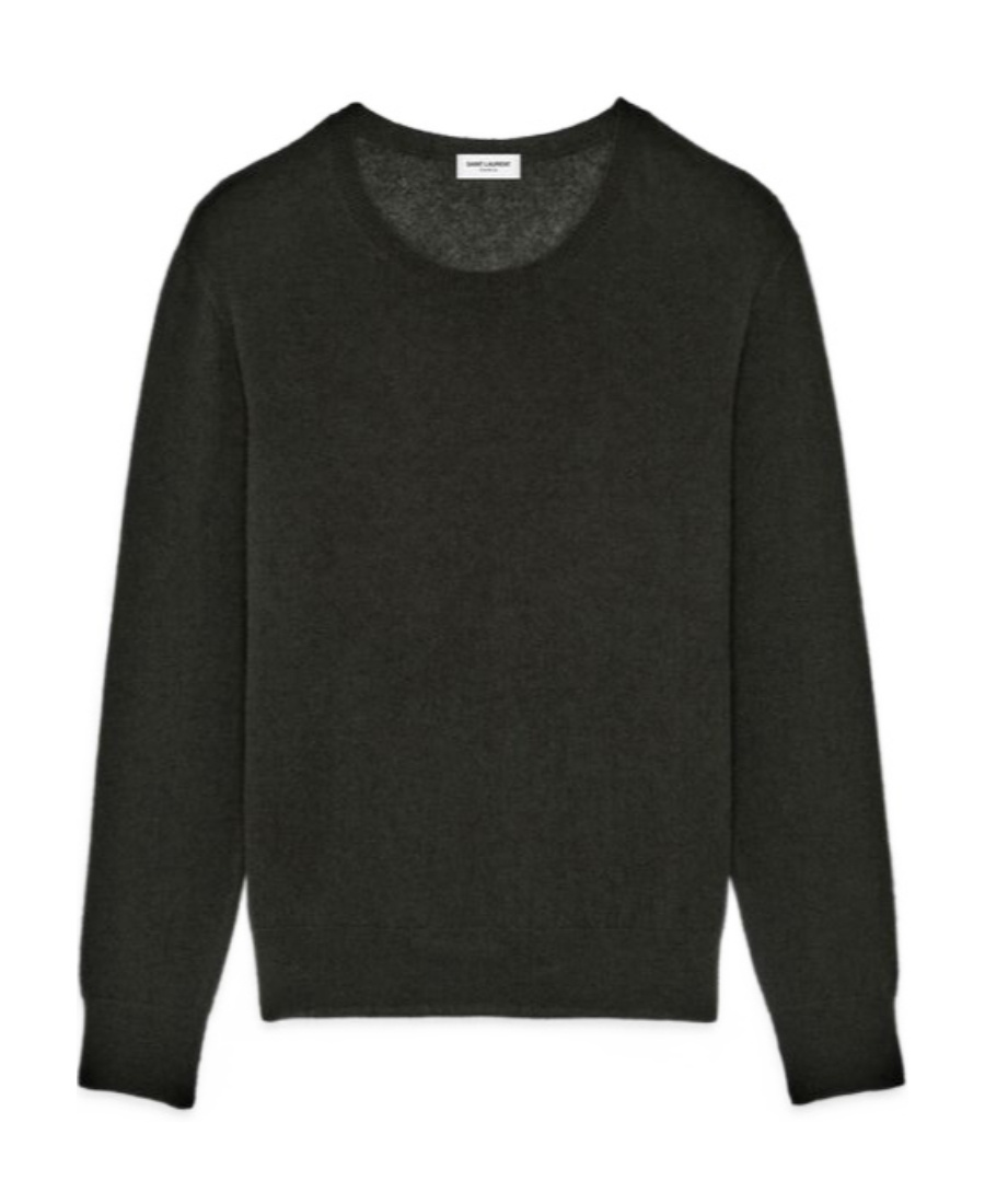 Saint Laurent Mélange-effect Knitted Jumper In Gray