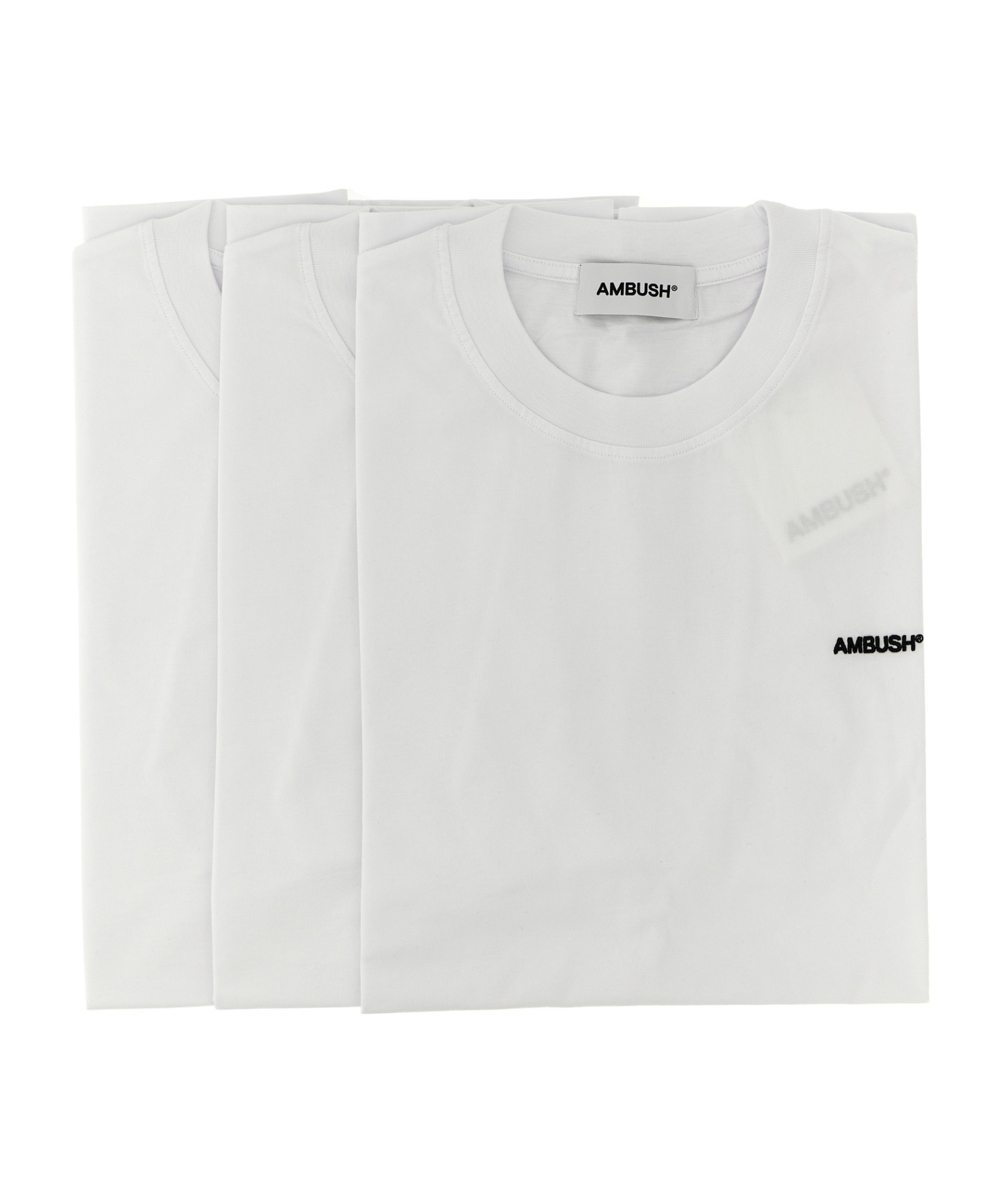 Ambush Logo-embroidered Cotton T-shirt (pack Of Three) In White