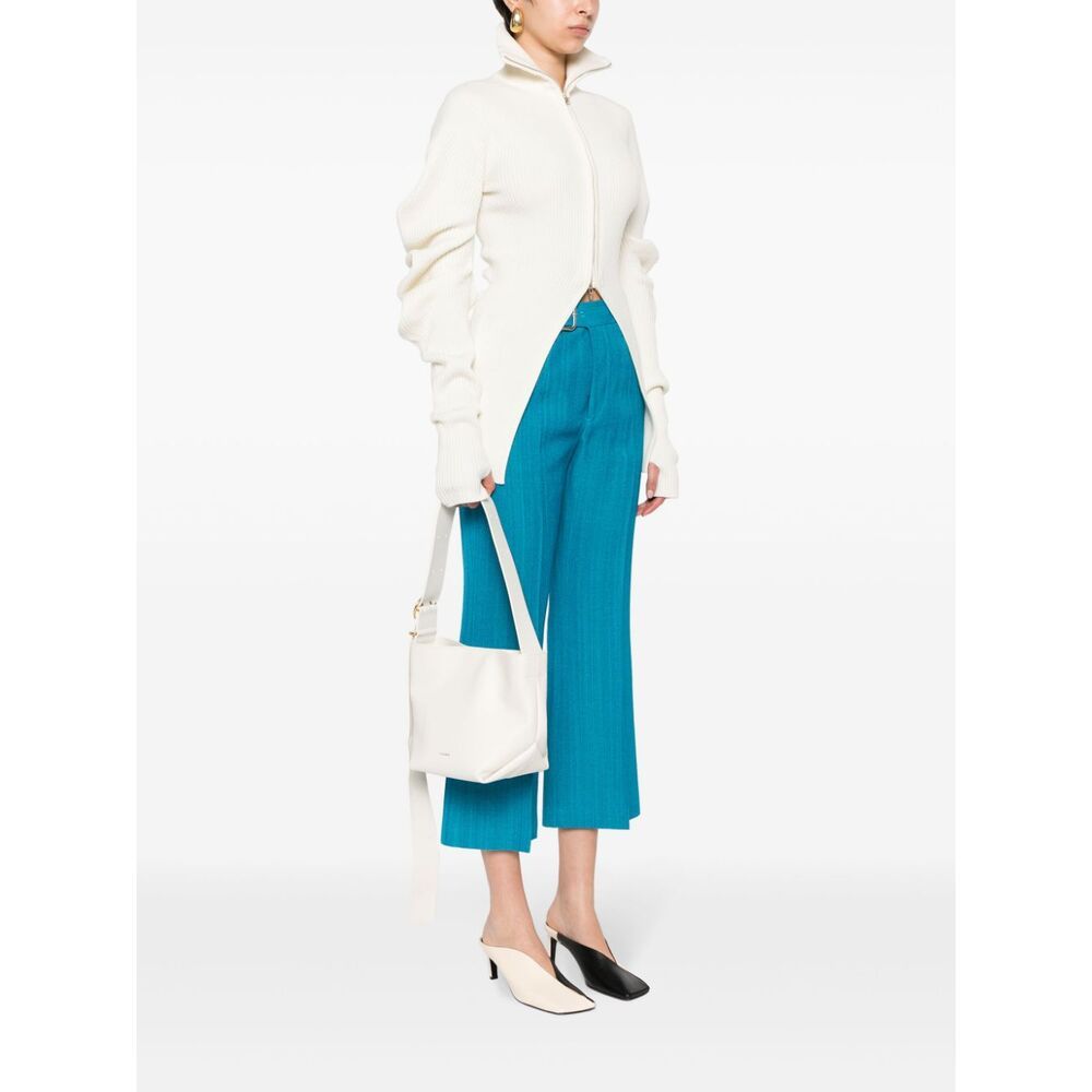 Jil Sander Leather Crossbody Bag In White