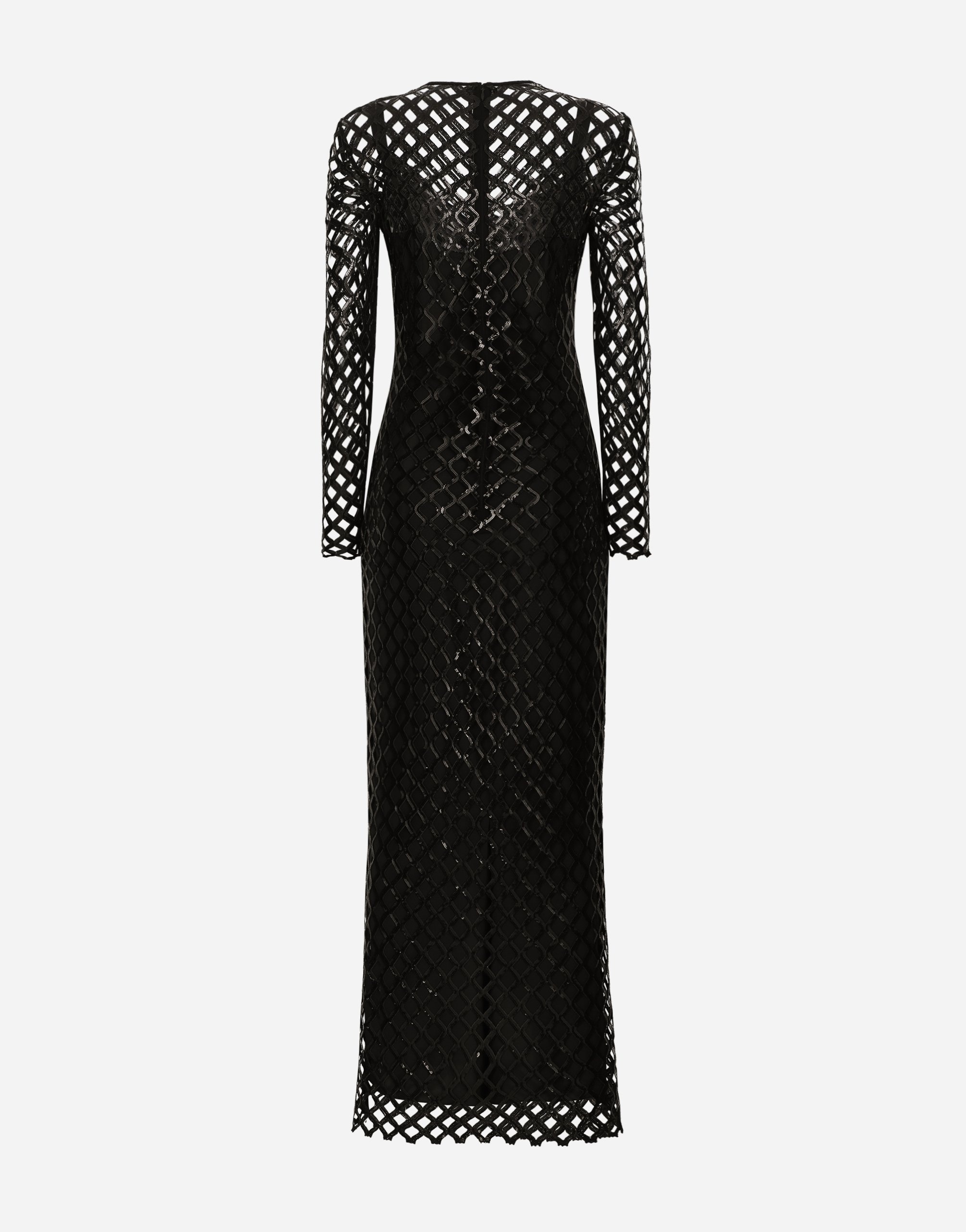 Dolce & Gabbana Sequinned Mesh Maxi Dress In Black