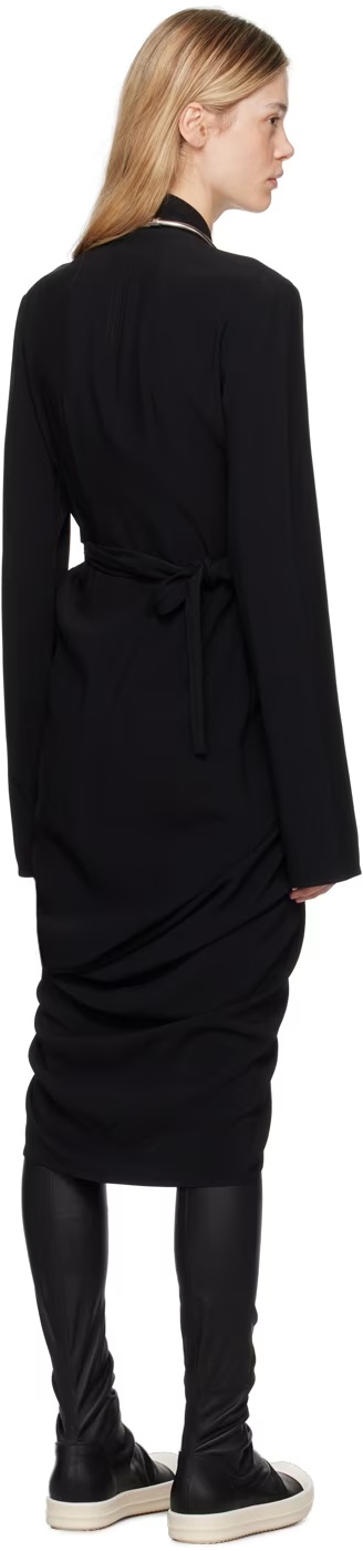 Rick Owens Black Porterville Wrap Midi Dress In Black