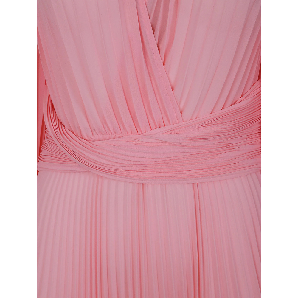 Shop Twinset Pleated Georgette Midi Dress In Pink