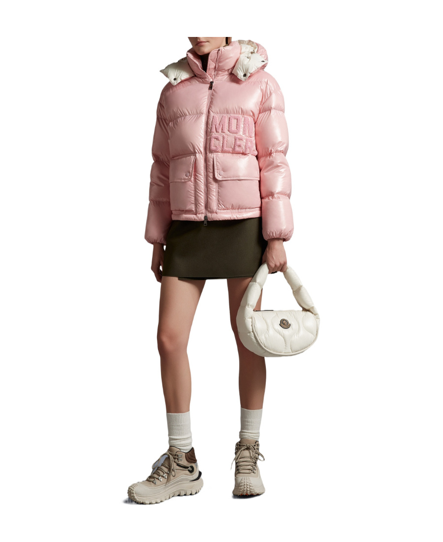 Moncler Abbaye Short Down Jacket In Pink