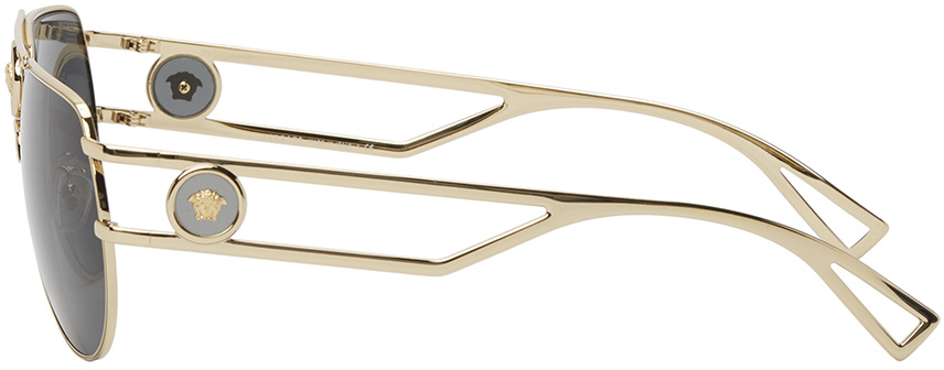 Versace Golden Pilot Sunglasses In Gray
