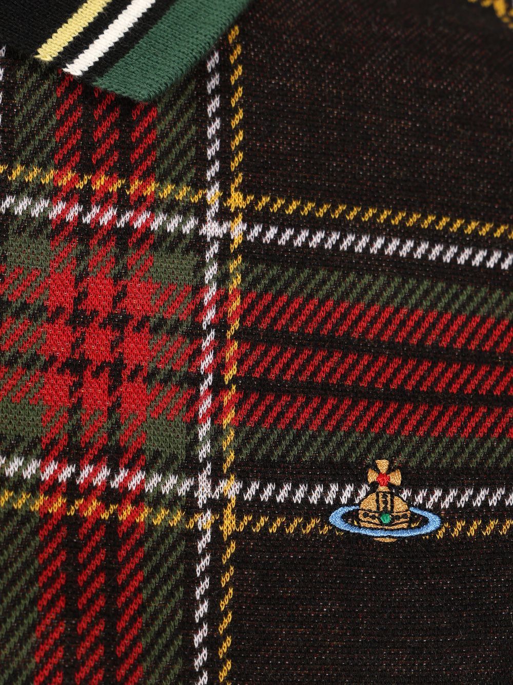 Vivienne Westwood Multicolor Polo Shirt With Orb Decoration On The Chest And All-over Tartan Motif In Cotton Man In Multi