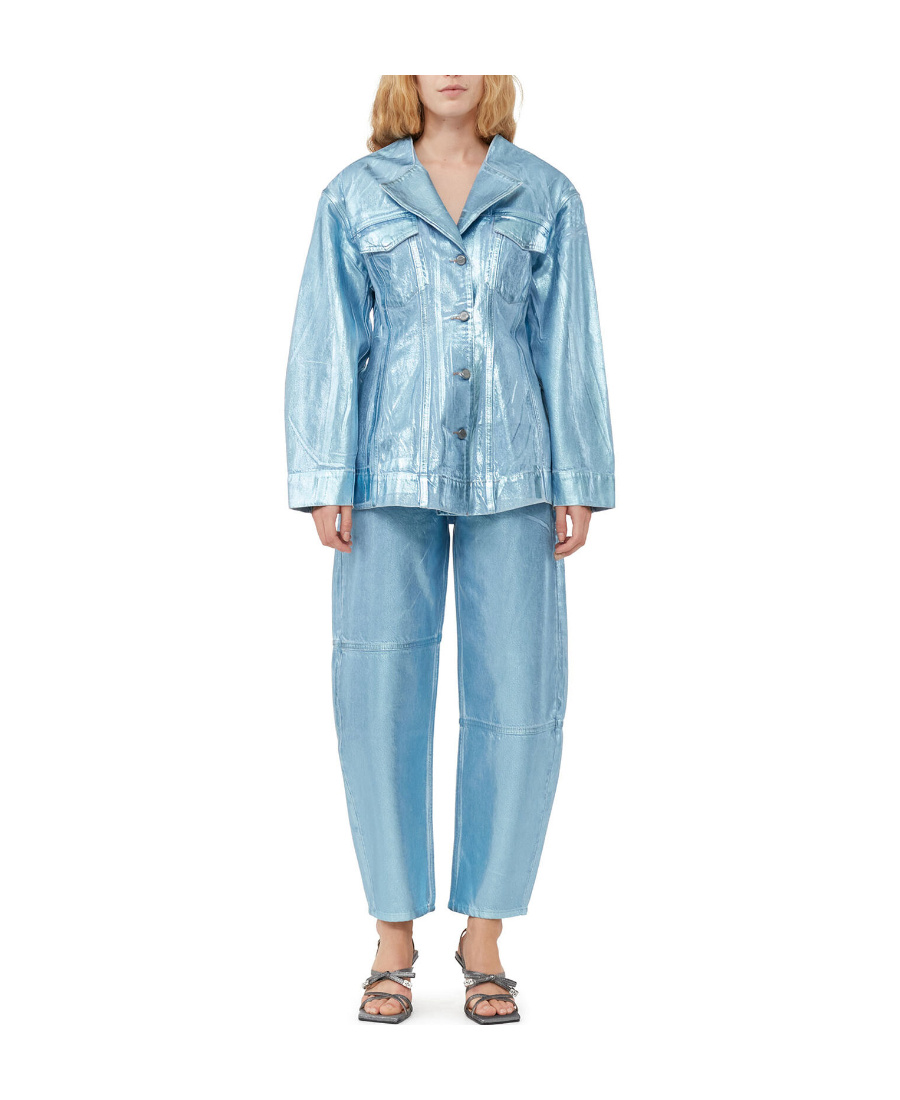 Ganni Woman Denim Outerwear Blue Size 4 Organic Cotton In Blue
