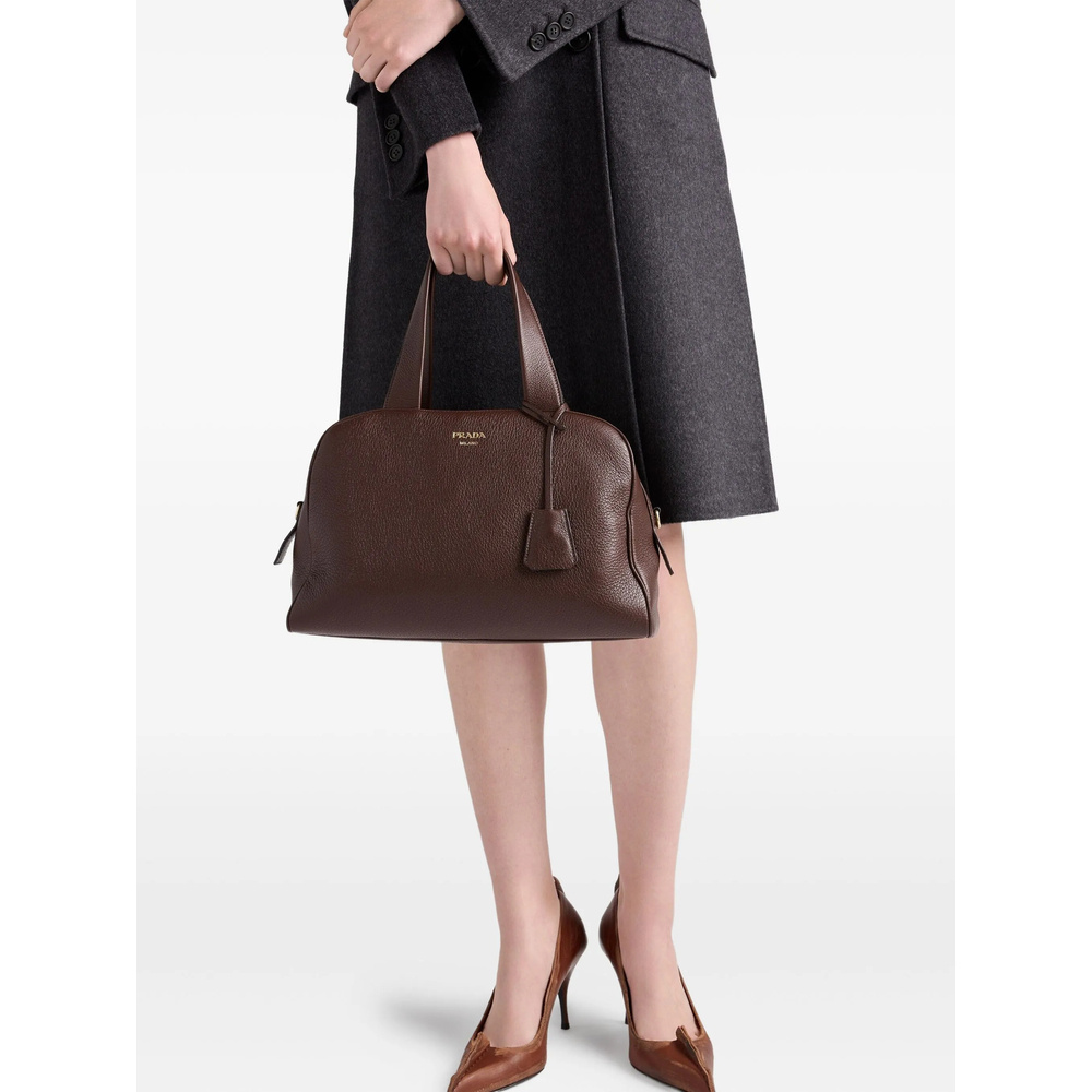 Prada Zipper Shoulder Bag In Brown