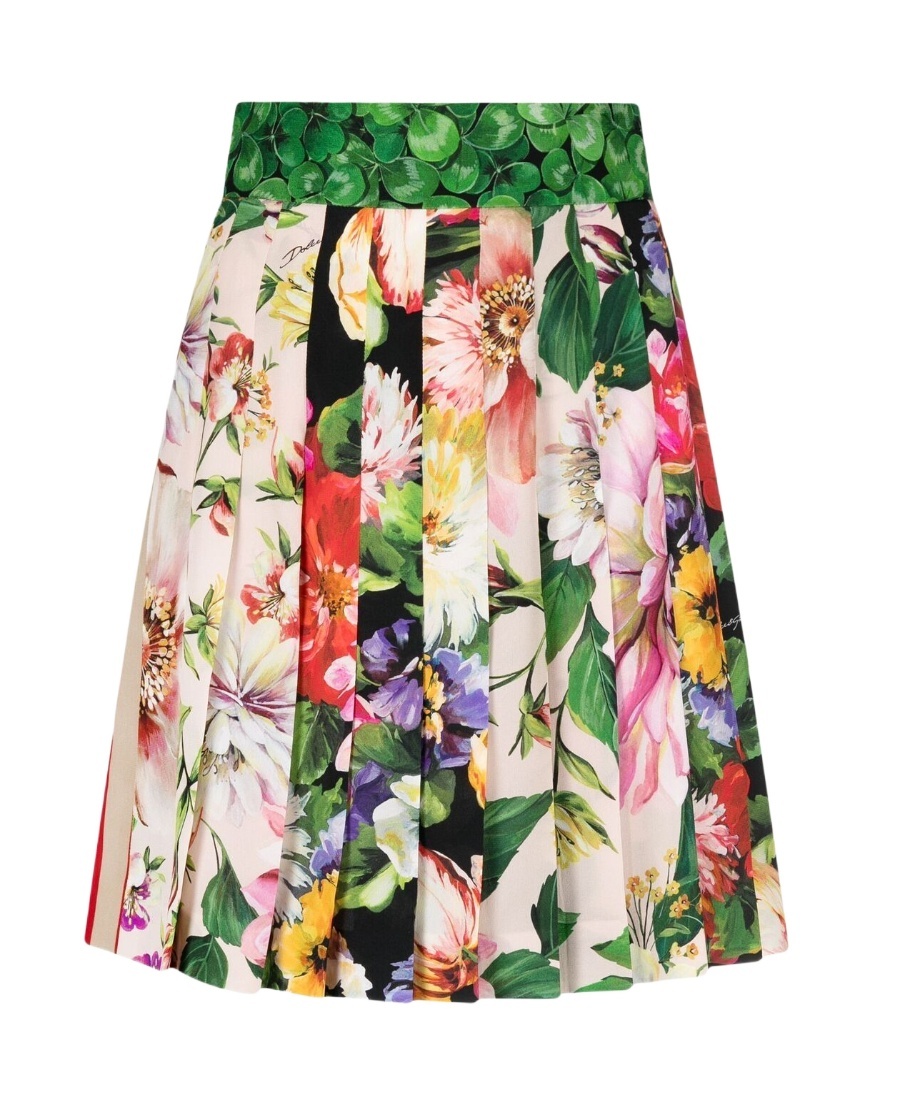 Dolce & Gabbana Floral-print Pleated Skirt In Multicolor