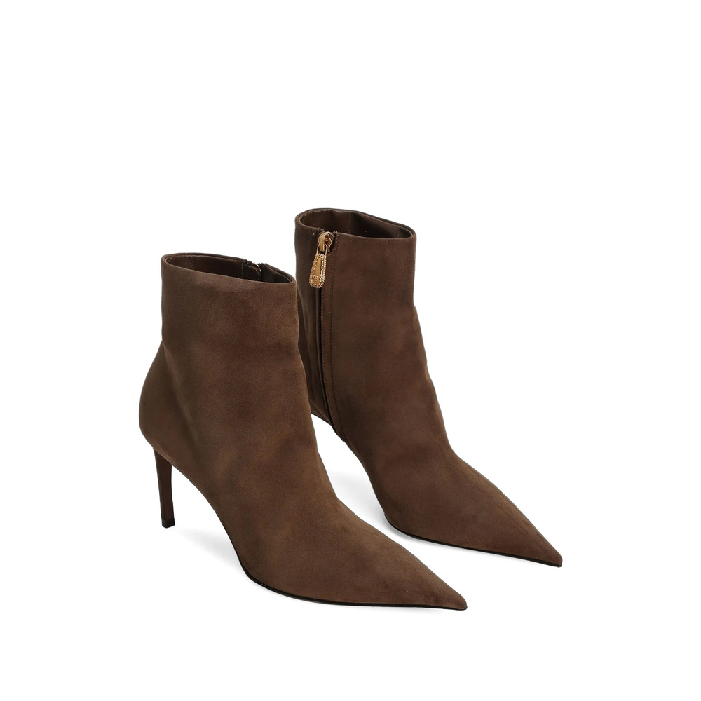 Dolce & Gabbana 75mm Devotion Pointed-toe Ankle Boots In Brown