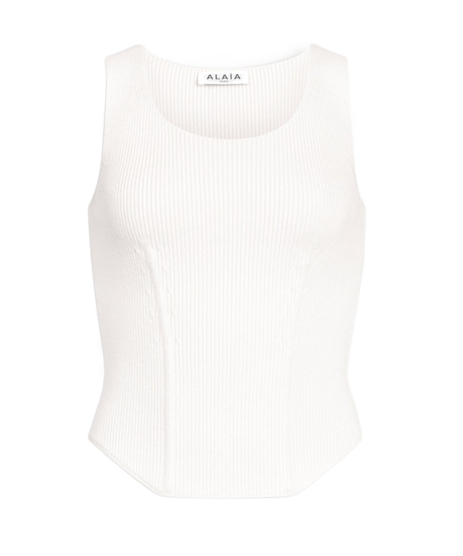 Alaïa Crewneck Sleeveless T-shirt In White