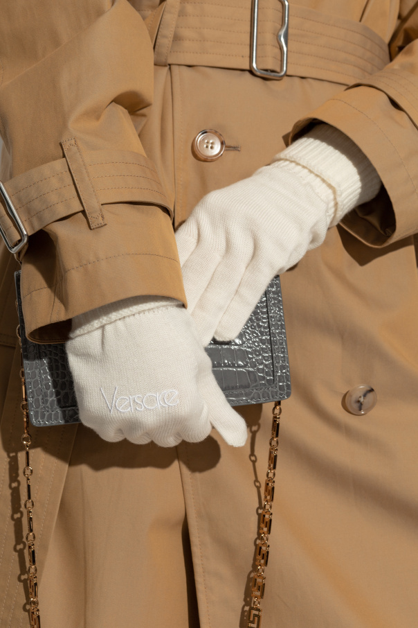 VERSACE RIBBED WOOL GLOVES 