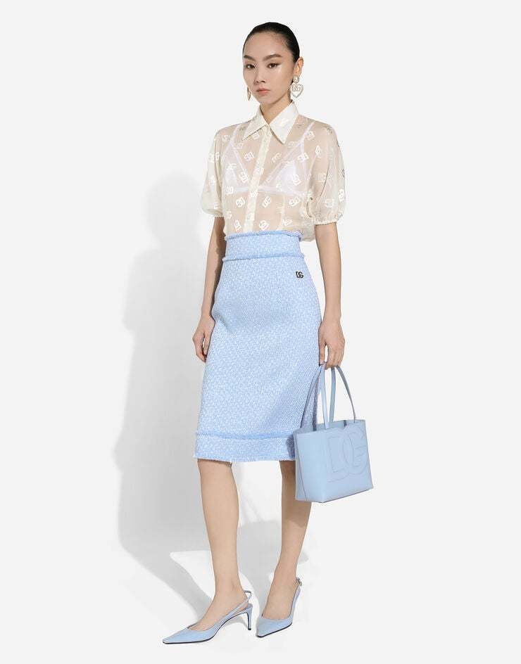 Dolce & Gabbana Small Dg Logo Leather Tote Bag In Blue