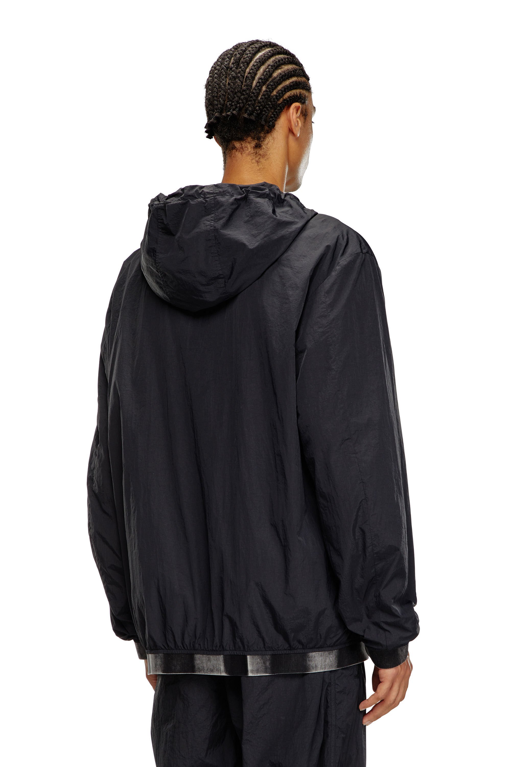 Diesel J-post Recycled Zip-up Hooded Jacket In Black