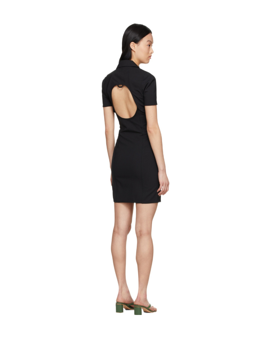 Jacquemus La Robe Tangelo Stretch Wool Mini Dress In Black