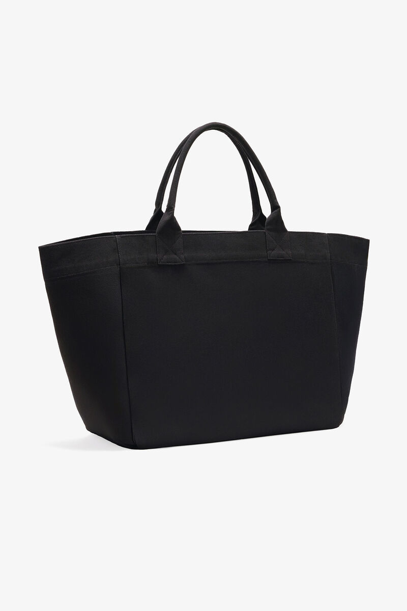 Ganni Black Puppy Xxl Canvas Tote Bag In Black