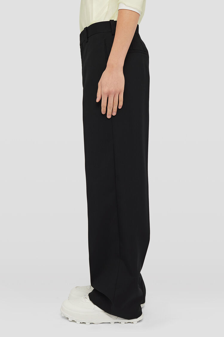 Jil Sander Pressed-crease Wool Trousers In Black