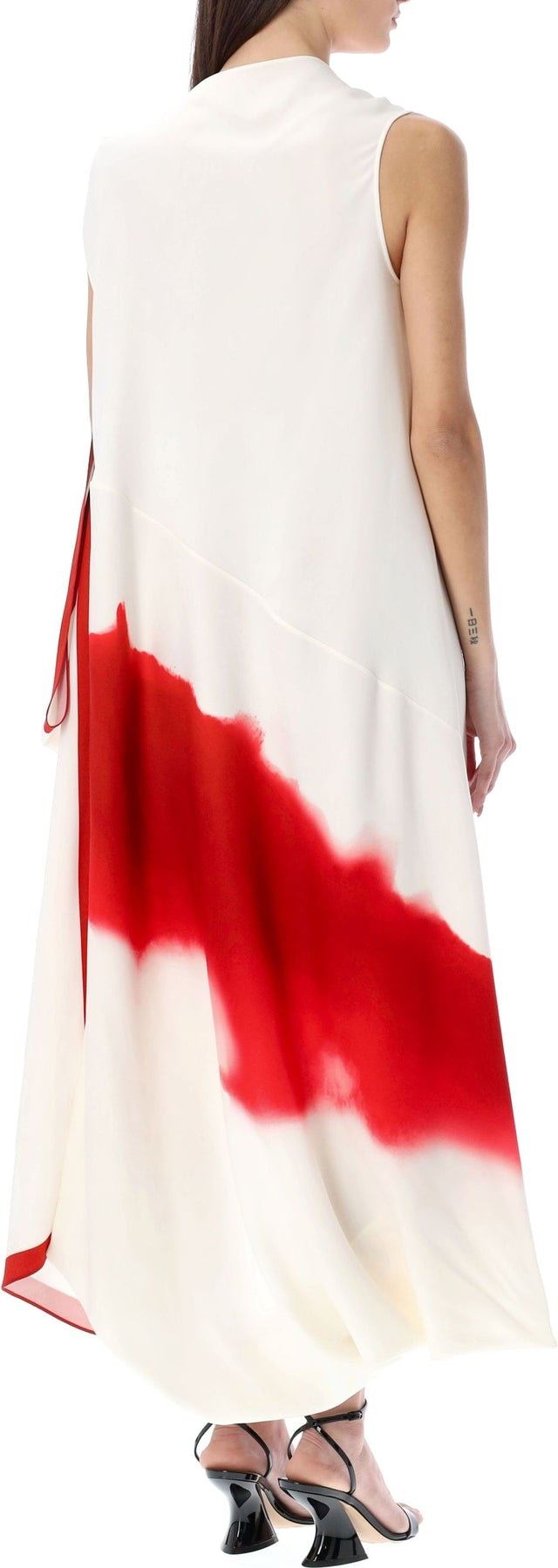 Ferragamo Asymmetrical Draped Midi Dress In White