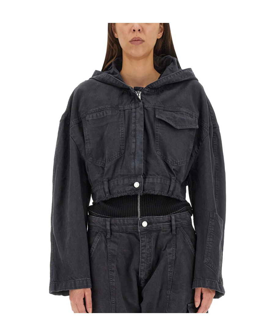 Moschino Long-sleeved Hooded Casual Jacket In Black