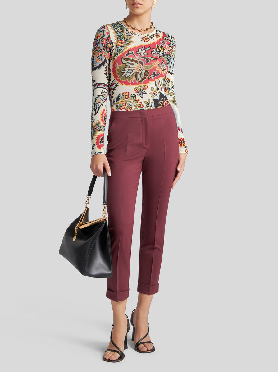 Etro Stretch Wool Pants In Red