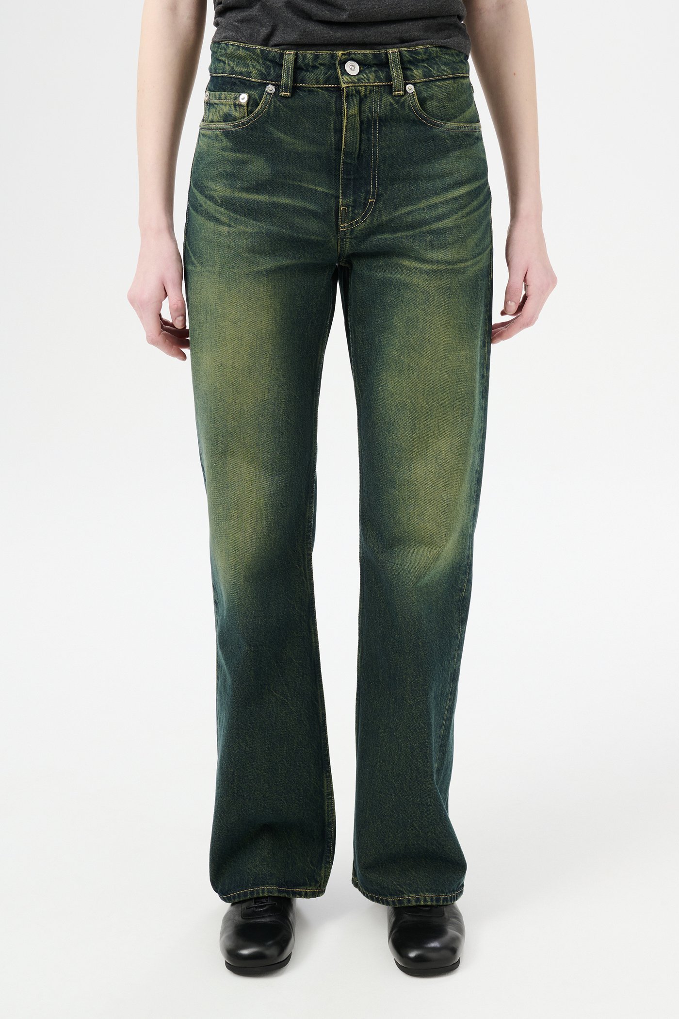 Our Legacy Women S Boot Cut Jeans Malibu Sand Wash In Green