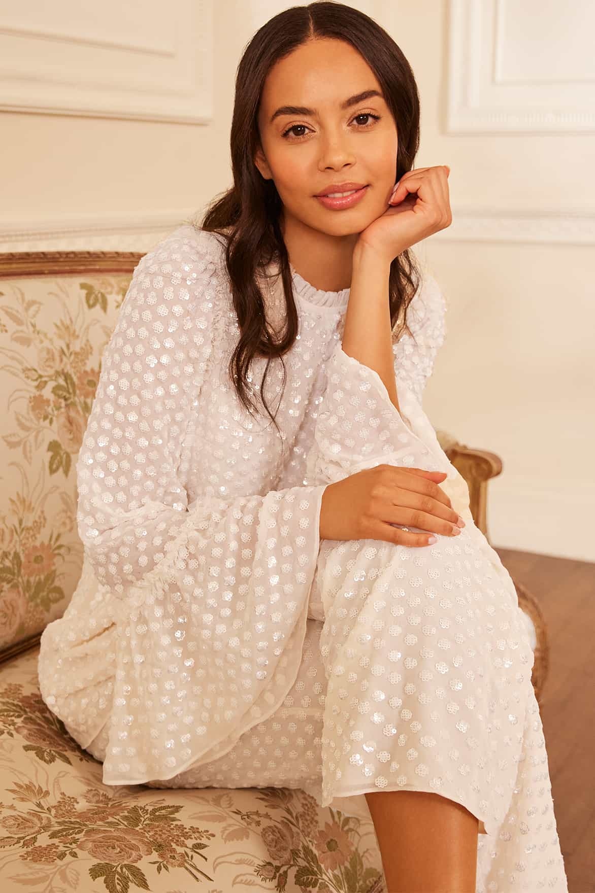 Shop Needle & Thread Raindrop Sequinned Blouse In White