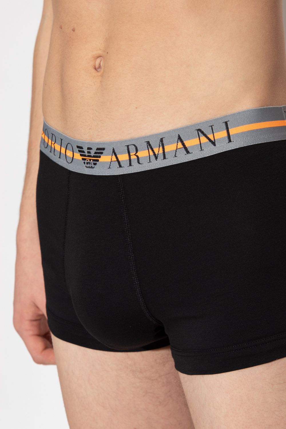 Emporio Armani Printed Set Of Three Briefs In Black
