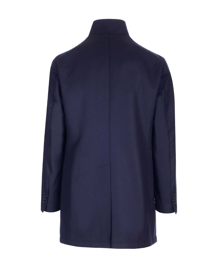 Tagliatore High-collar Long-sleeved Coat In Black