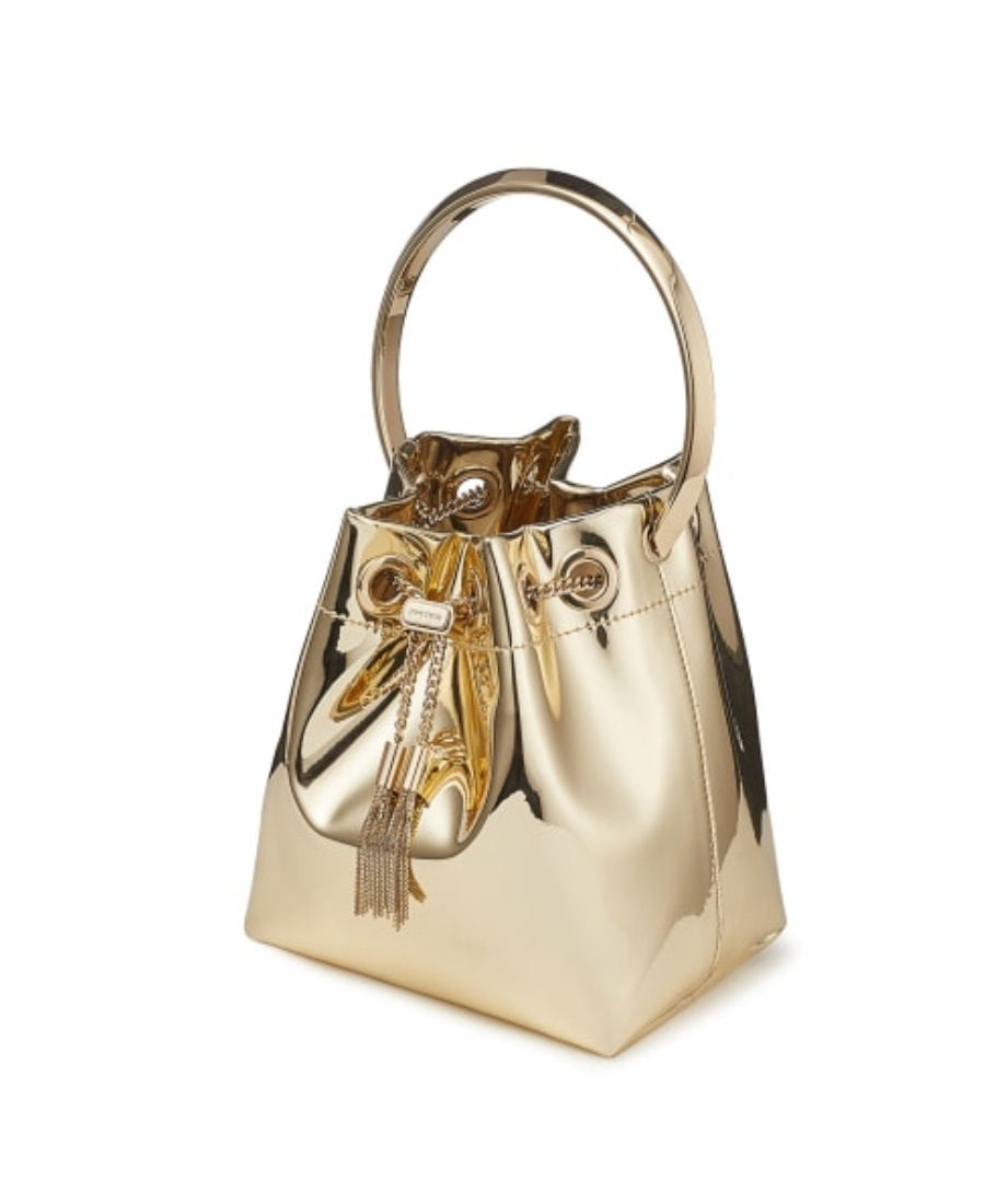 Jimmy Choo Mini Bon Bon Mirror Top Handle Bag In Nude
