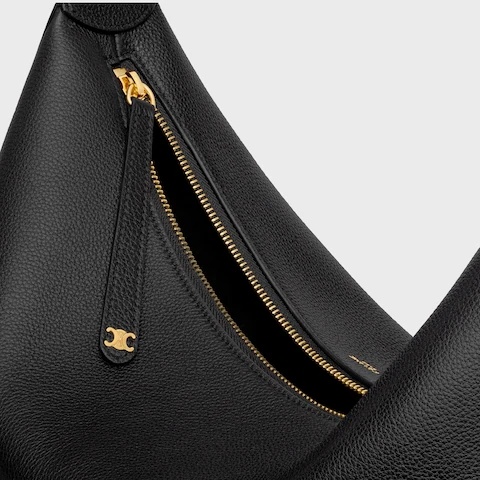 Celine Large  Lulu In Grained Calfskin In Black