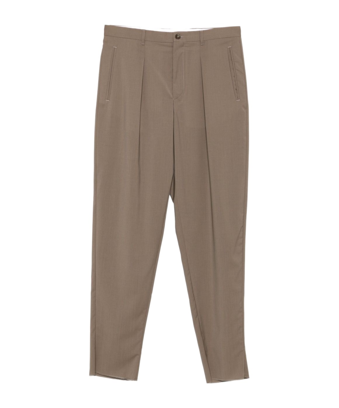 Emporio Armani Straight Trousers With Pleated Design And Pockets In Brown