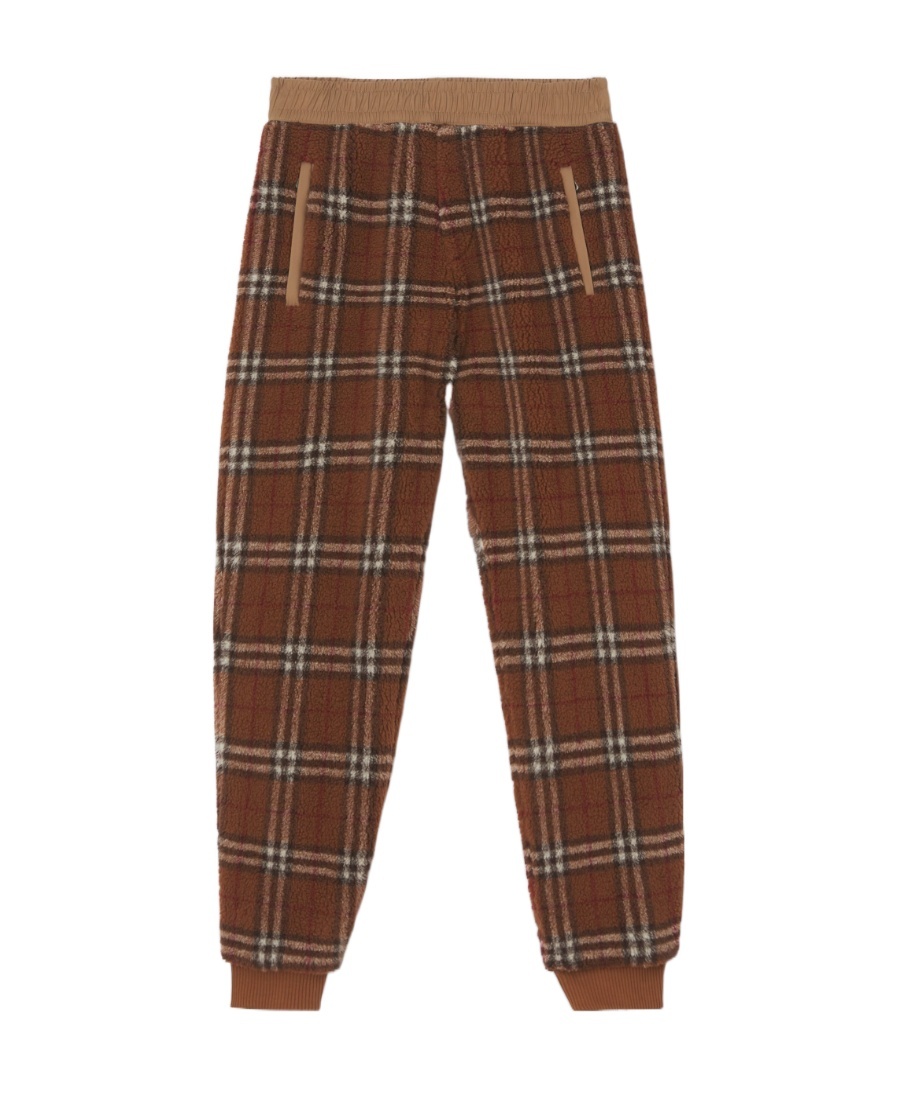 Burberry Trousers Featuring Elastic Waistband And Check Pattern In Brown