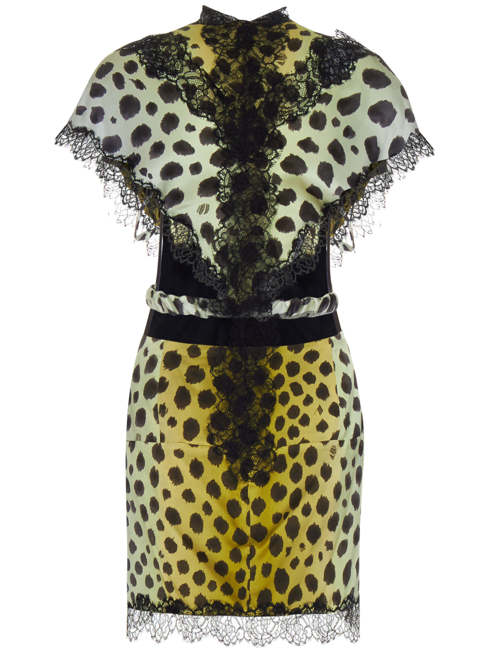 Attico Jace Cheetah-print Lace-trim Cutout Mini Dress In Black